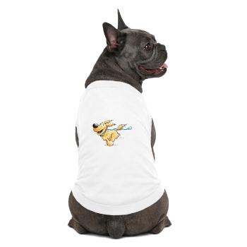 Flotter Hund Mit Hundeleine Geht Gasse - Premium Organic Hunde-T-Shirt - Weiß - Hinten