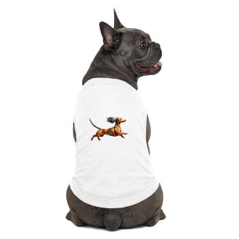 Dackelhund Laufen Origami Geometrisch 3D - Premium Organic Hunde-T-Shirt - Weiß - Hinten