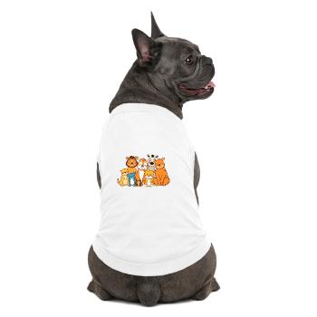 Conception ludique de bande dessinée de famille d’animaux - T-shirt bio premium pour chien - blanc - Dos