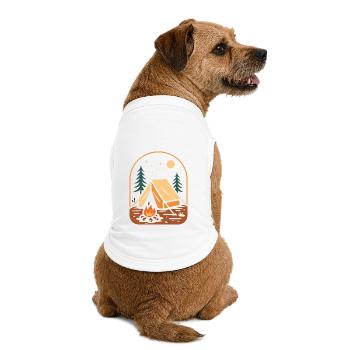 Zeltlager bei Nacht am Feuer - Premium Organic Hunde-T-Shirt - Weiß - Hinten