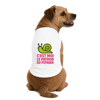C'est Moi le Patron du Potager : Design Escargot - T-shirt bio premium pour chien - blanc - Dos