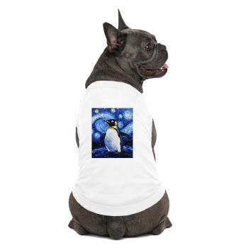 Penguin Bird Van Gogh Style Starry Night - Premium Organic Dog T-Shirt - white - Back