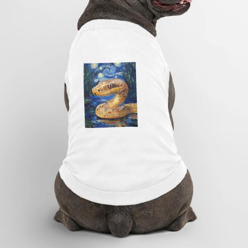Snake Python Van Gogh Style Starry Night Premium Organic Dog T-Shirt