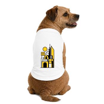Abstraktes Stadtbild in Gelb Schwarz - Premium Organic Hunde-T-Shirt - Weiß - Hinten