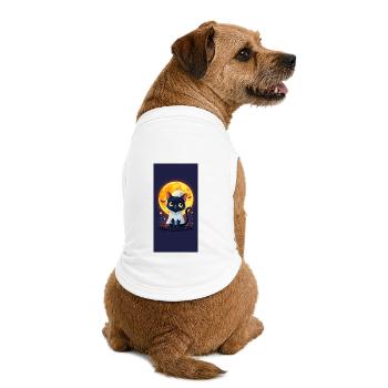 Mondschein-Katze im Geisterumhang - Premium Organic Hunde-T-Shirt - Weiß - Hinten