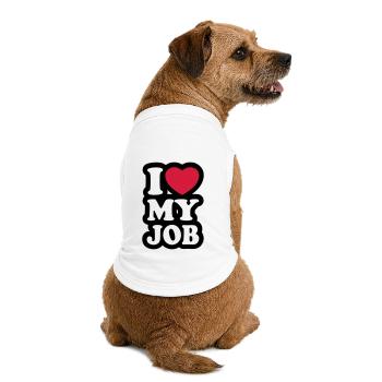 I love my job - J'aime mon travail - T-shirt bio premium pour chien - blanc - Dos