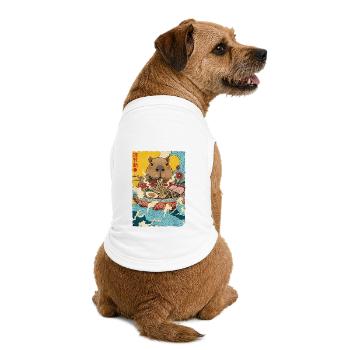 Capybara Eats Ramen Noodles - Premium Organic Dog T-Shirt - white - Back