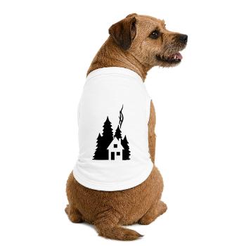 Waldhaus Tannen Silhouette - Cozy Nature Design - Premium Organic Hunde-T-Shirt - Weiß - Hinten