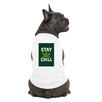 Stay Chill Cannabis Leaf - Premium Organic Dog T-Shirt - white - Back