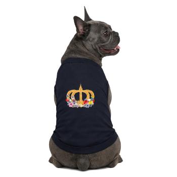 Couronne de blé avec des fleurs – symbole de la nature et de la récolte - T-shirt bio premium pour chien - bleu marine - Dos