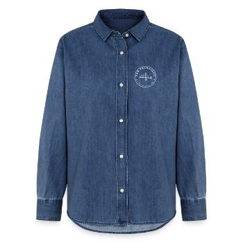 San Francisco - Golden Gate Bridge und Koordinaten - Frauen Jeanshemd Organic von Stanley/Stella - verwaschenes Mittelblau  - Vorne - AI Model Female 172 light (172cm)