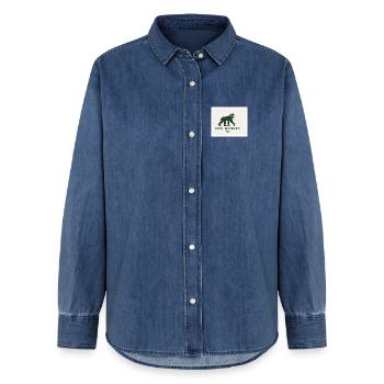 Mad Monkey Vintage Logo Illustration - Women’s Organic Denim Shirt by Stanley/Stella - mid washy  - Front - AI Model Female 172 light (172cm)