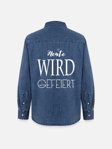 Jungesellenabschied Feiern - Frauen Jeanshemd Organic von Stanley/Stella - verwaschenes Mittelblau