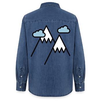 The mountain calls - Women’s Organic Denim Shirt by Stanley/Stella - mid washy  - Back - AI Model Female 172 light (172cm)