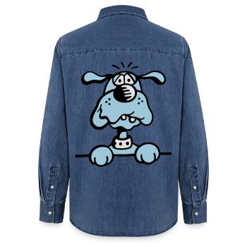 Knuffiges Hündchen - Frauen Jeanshemd Organic von Stanley/Stella - verwaschenes Mittelblau  - Hinten - AI Model Female 172 light (172cm)