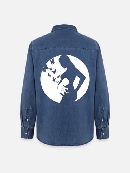 Mutter - Baby - Schwangerschaft - Frauen Jeanshemd Organic von Stanley/Stella - verwaschenes Mittelblau 