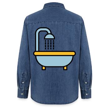 Badewanne - Frauen Jeanshemd Organic von Stanley/Stella - verwaschenes Mittelblau  - Hinten - AI Model Female 172 light (172cm)