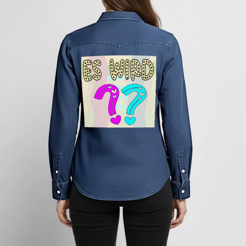 BABYSPRÜCHE - ES WIRD EIN MÄDCHEN ODER JUNGE FRAGE Frauen Jeanshemd Organic von Stanley/Stella