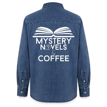 Buchliebhaber, Kriminalromane und Kaffee - Frauen Jeanshemd Organic von Stanley/Stella - verwaschenes Mittelblau  - Hinten - AI Model Female 172 light (172cm)