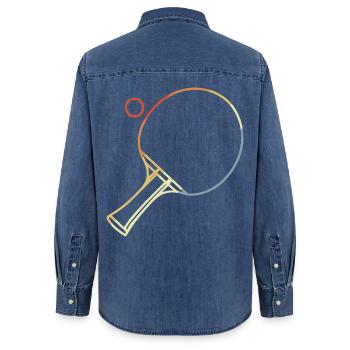 Croquis de tennis de table - Chemise en denim femme bio Stanley/Stella - bleu moyen délavé  - Dos - AI Model Female 172 light (172cm)