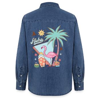 Aloha Été - Chemise en denim femme bio Stanley/Stella - bleu moyen délavé  - Dos - AI Model Female 172 light (172cm)