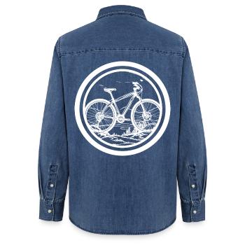Mountainbiken - Frauen Jeanshemd Organic von Stanley/Stella - verwaschenes Mittelblau  - Hinten - AI Model Female 172 light (172cm)