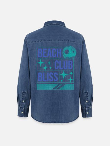 Beach Club Bliss – Sommer & Party Vibes - Frauen Jeanshemd Organic von Stanley/Stella - verwaschenes Mittelblau 