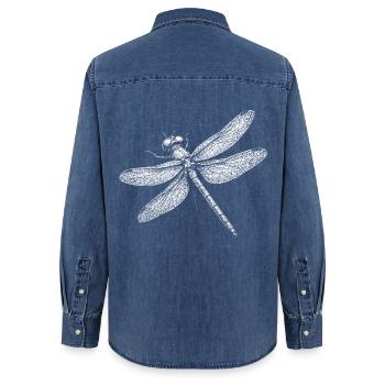 Libellule - Chemise en denim femme bio Stanley/Stella - bleu moyen délavé  - Dos - AI Model Female 172 light (172cm)