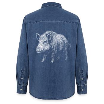 Sanglier - Chemise en denim femme bio Stanley/Stella - bleu moyen délavé  - Dos - AI Model Female 172 light (172cm)