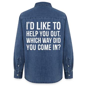 J’aimerais vous aider par quel chemin êtes-vous venu - Chemise en denim femme bio Stanley/Stella - bleu moyen délavé  - Dos - AI Model Female 172 light (172cm)