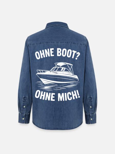 Ohne Boot? Ohne Mich! - Frauen Jeanshemd Organic von Stanley/Stella - verwaschenes Mittelblau 