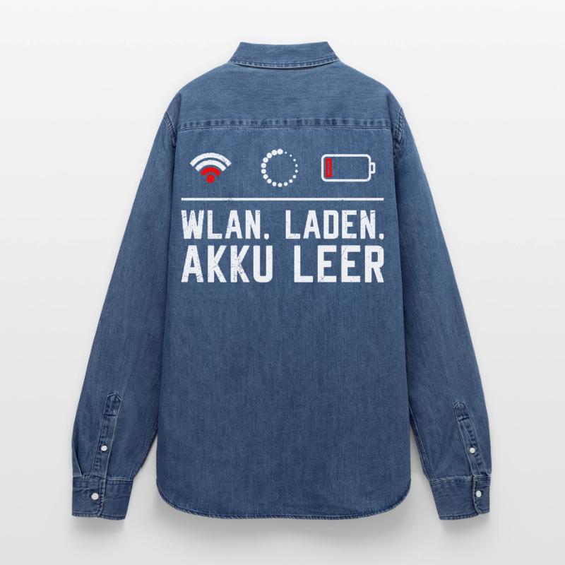 Coder WiFi. LOADING. BATTERY EMPTY FUNNY Women’s Organic Denim Shirt by Stanley/Stella