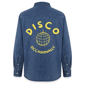 Disco occasionnellement - Ensemble ensemble rétrojaune - Chemise en denim femme bio Stanley/Stella - bleu moyen délavé  - Dos - AI Model Female 172 light (172cm)