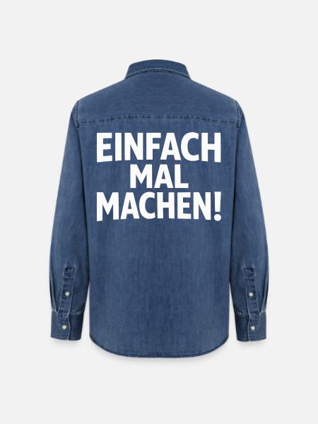 Einfach mal machen - Frauen Jeanshemd Organic von Stanley/Stella - verwaschenes Mittelblau
