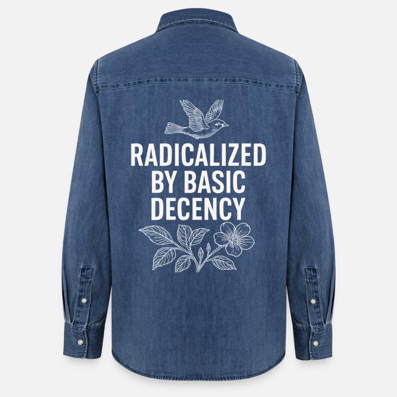 Radicalized by Basic Decency Statement Shirt  - Frauen Jeanshemd Organic von Stanley/Stella - verwaschenes Mittelblau 