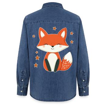 Fuchs und Sterne - Frauen Jeanshemd Organic von Stanley/Stella - verwaschenes Mittelblau  - Hinten - AI Model Female 172 light (172cm)