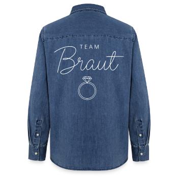 Team Bride Bachelor Party Women - Women’s Organic Denim Shirt by Stanley/Stella - mid washy  - Back - AI Model Female 172 light (172cm)