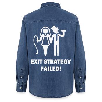 Exit Strategy Failed! (JGA Bräutigam Game Over W) - Frauen Jeanshemd Organic von Stanley/Stella - verwaschenes Mittelblau  - Hinten - AI Model Female 172 light (172cm)