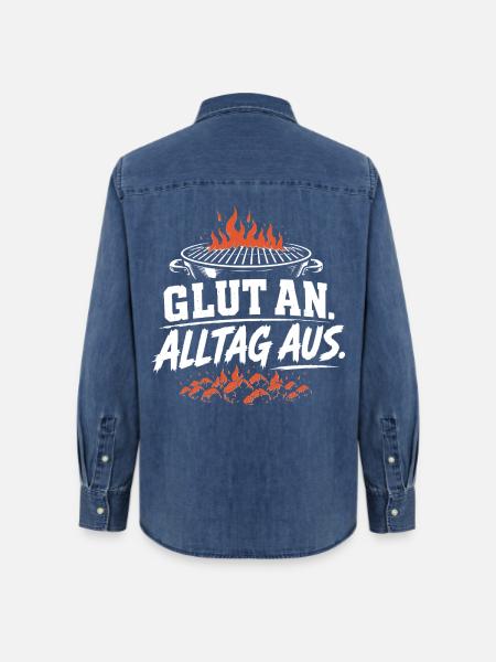 Glut an - Alltag aus - Frauen Jeanshemd Organic von Stanley/Stella - verwaschenes Mittelblau 