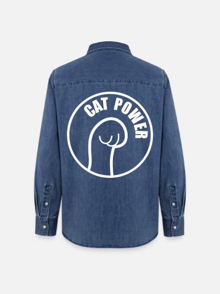 Katzenkraft - Frauen Jeanshemd Organic von Stanley/Stella - verwaschenes Mittelblau