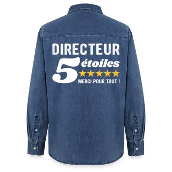 Cadeau Directeur 5 Étoiles - Merci pour tout  - Chemise en denim femme bio Stanley/Stella - bleu moyen délavé  - Dos - AI Model Female 172 light (172cm)
