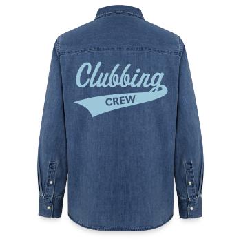 Clubbing Crew (Party / Feiern / Tanzen / Skyblue) - Frauen Jeanshemd Organic von Stanley/Stella - verwaschenes Mittelblau  - Hinten - AI Model Female 172 light (172cm)