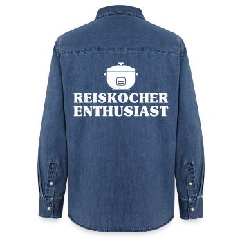 Kochen REISKOCHER ENTHUSIAST Lustiges - Frauen Jeanshemd Organic von Stanley/Stella - verwaschenes Mittelblau  - Hinten - AI Model Female 172 light (172cm)