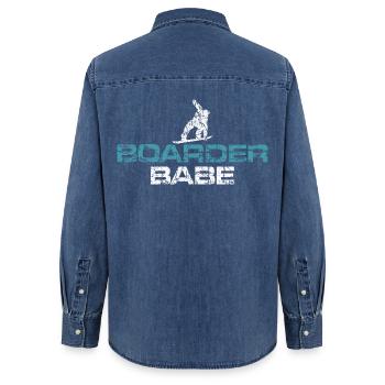 Boarder Babe Vintage White/Blue - Frauen Jeanshemd Organic von Stanley/Stella - verwaschenes Mittelblau  - Hinten - AI Model Female 172 light (172cm)