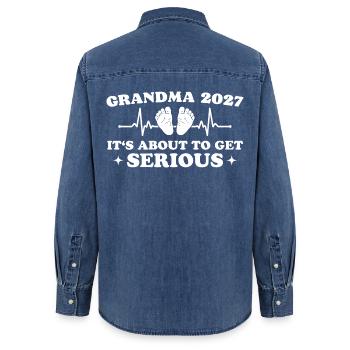 Mommy 2027 Funny Pregnancy Announcement - Frauen Jeanshemd Organic von Stanley/Stella - verwaschenes Mittelblau  - Hinten - AI Model Female 172 light (172cm)