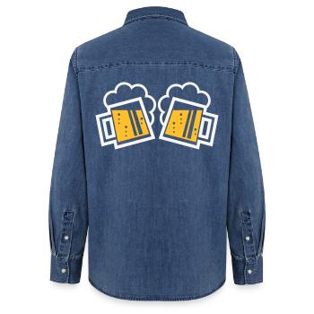 2 Bavarian beer mugs Prosten (beer / NEG 2C) - Women’s Organic Denim Shirt by Stanley/Stella - mid washy  - Back - AI Model Female 172 light (172cm)