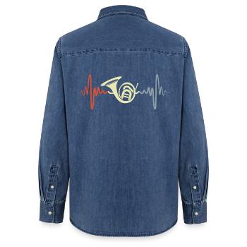Horn Player's Heartbeat - Women’s Organic Denim Shirt by Stanley/Stella - mid washy  - Back - AI Model Female 172 light (172cm)