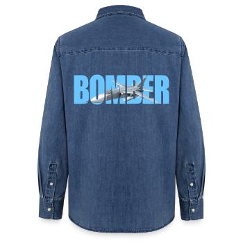 Bomber Su-24 - Frauen Jeanshemd Organic von Stanley/Stella - verwaschenes Mittelblau  - Hinten - AI Model Female 172 light (172cm)