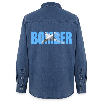 Bomber Tu-160 - Frauen Jeanshemd Organic von Stanley/Stella - verwaschenes Mittelblau  - Hinten - AI Model Female 172 light (172cm)