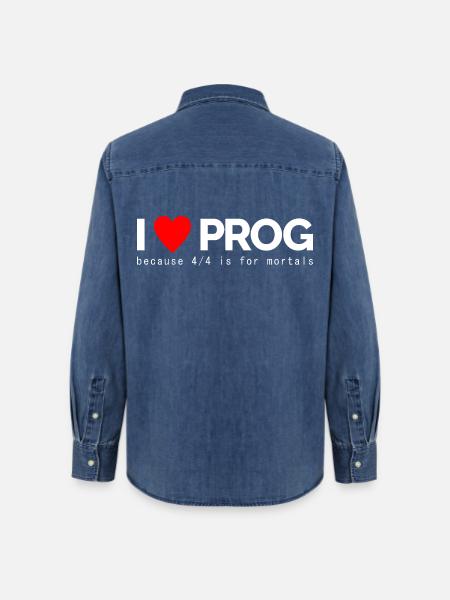 I Love Prog - Frauen Jeanshemd Organic von Stanley/Stella - verwaschenes Mittelblau